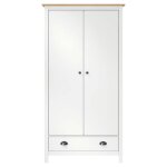 Cloud garde - robe armoire de rangement - penderie � 2 portes hill blanc 89x50x170cm bois de pin solide ...