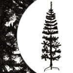 Sapin de noël artificiel - vidaxl - demi sapin noir 120 cm - pvc - acier - support inclus Sapin de noël artificiel - vidaxl - demi sapin noir 120 cm - pvc - acier - support inclus