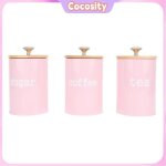 Cocosity bote de conservation en fer airtight - lot de 3 - pour th caf sucre rose