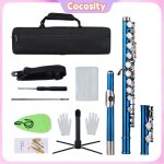 Cocosity flte muslady trou ferm c flte 16 cls cupronickel instrument de vent en nickel avec botier ...