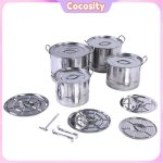 Cocosity marmite inox 18 / 10 - lot de 4 casseroles et rack cuisson vapeur - pour soupes p�tes et pr�parations ...