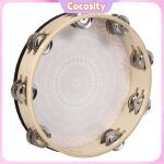 Cocosity tambourin en bois tambon  main  la main tambourin de 7 pouces avec des cymbales mtalliques ...