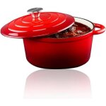 Cocotte alpina cocotte en fonte avec couvercle - po�le 24 cm - toutes sources de chaleur - rouge
