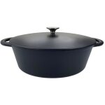 Cocotte en fonte - baumalu - 336408 - ovale 33 cm - noir mat
