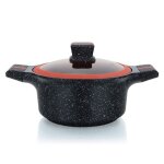 Cocotte avec revêtement en granit avec couvercle en verre 28cm herzberg hgrscas28 Cocotte avec revêtement en granit avec couvercle en verre 28cm herzberg hgrscas28