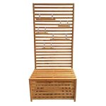 Coffre de jardin avec �tag�res - divit gr1 - bois de sapin - banc int�gr� - 80�40�170 cm