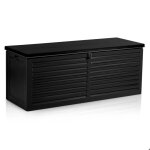 Coffre de jardin - janshop - 1435x57x535 cm - 390 litres - noir - r�sistant aux intemp�ries - poign�es ...