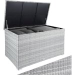 Coffre de jardin - sans marque - 750 l - aluminium et r�sine tress�e - gris clair - r�sistant aux intemp�ries ...