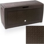 Coffre de rangement aspect osier brun malle 310 litres stockage coussins avec roulettes extérieur jardin ... Coffre de rangement aspect osier brun malle 310 litres stockage coussins avec roulettes extérieur jardin ...