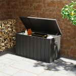 Coffre de rangement pour jardin 450l en m�tal avec v�rin � gaz roulettes et poign�e - dim. 1255l x 615l ...