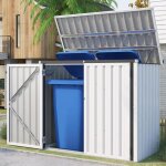 Yodolla coffre de rangement extrieur - abri de jardin en mtal range poubelles ou vlo - 150 x 80 x ...