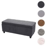 Coffre de rangement kriens banc tissu / textile 45x114x45cm ~ gris fonc�