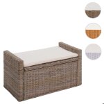 Coffre de rangement m92 coussin kubu rotin 88cm gris - brun