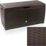 Coffre de rangement polyrotin brun malle 310 litres stockage coussins avec roulettes extérieur jardin ... Coffre de rangement polyrotin brun malle 310 litres stockage coussins avec roulettes extérieur jardin ...