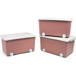 Coffre de rangement thermobaby playbox medium 26 l - lot de 3 boites empilables roses