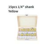 Coffret de 15 fraises d�fonceuse en carbure de tungst�ne tige 1 / 4 (635 mm) pour coupe rainurage mortaisage ...
