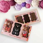 Coffret 3 oursons xl en guimauve enrob� de chocolat lait et noir - f�te des m�res maman