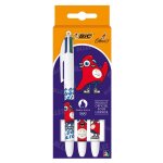 Coffret de stylos bille - bic - phryge jo de paris - 4 couleurs - pointe moyenne - rechargeable