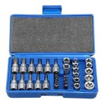 Coffret 34 pcs douilles torx et e - torx avec embouts de s�curit� 1 / 4 3 / 8 1 / 2 pour voiture v�lo ...