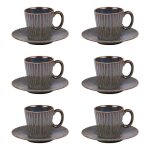 Coffret de 6 tasses � caf� avec sous tasses liv bleu 9 cl - table passion