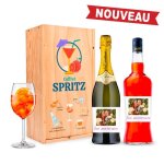 Coffret alcool spritz - coffret cocktail complet avec caisse bois 1 bouteille prosecco & 1 bouteille ...