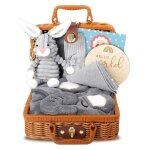 Coffret b�b� 7pcs avec serviette bavoir peluche chaussettes et cartes souvenirscadeau original pour nouveau ...