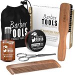 Coffret: brosse + peigne + ciseaux + huile + baume + sac / kit barbe / barber tools