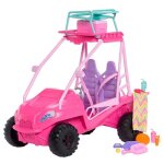 Coffret buggy d�tective barbie - 4 poup�es - accessoires plage - rose vif - mattel jfv68