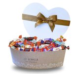 Coffret c?ur dor garni de 80 chocolats assortis ( clbrations kinder milka daim) idal  offrir pour ...