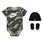 Coffret cadeau bb nike ensemble vtement body bonnet et chaussons blanc et swoosh camouflage de 0 - ...