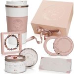 Coffret cadeau femme luxe 7 pices : bougie parfume mug isotherne cuir bracelet pierre miroir - ide ...