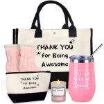 Coffret cadeau femme no�l - bougie avec sac fourre - tout toile pour meilleure amie s?ur coll�gue maman ...