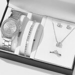 Coffret cadeau montre femme + bracelet + collier + doreilles + bague bijoux femme cadeau de nol parfait ...