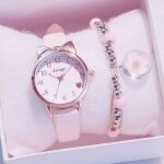 Coffret cadeau montre fille enfant - mignon chat montre bracelet fille fleur - montre  quartz en cuir ...