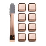 Coffret cadeau pierres  whisky 8 glaons rutilisables en acier inoxydable dor refroidisseurs de boisson ...