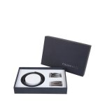 Coffret de ceinture - chabrand - noir - cuir de vachette - 2 boucles acier bross - chic