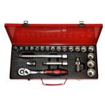 Coffret cliquet + douilles 1 / 2 - chrome - vanadium pro - 17 douilles de 10 à 32 mm Coffret cliquet + douilles 1 / 2 - chrome - vanadium pro - 17 douilles de 10 à 32 mm