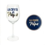 Coffret la cuvée de papa - verre à vin & sous - verre Coffret la cuvée de papa - verre à vin & sous - verre