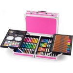 Coffret dart de luxe de 145 pi�ces comprenant crayons de peinture et de dessin mallette en aluminium ...