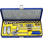 Coffret douilles 20pcs avec clef � cliquet 3 / 8avec jeu de douilles + 2 rallonges + manche t + adaptateurs ...