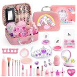 Coffret de maquillage pour filles jouets de maquillage lavables pour enfants avec sac � main kit de cr�ation ...