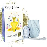Coffret mat� vert bio - calebasse isotherme - bombilla inox - 100g