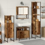 Coffret de mobilier de salle de bain 4 pi�ces bois us� bois tranch�