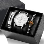 Coffret montre homme + bracelets ? affichage du calendrier chiffres romains bracelet en cuir bracelet ...