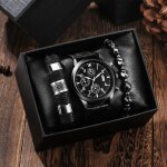 Coffret montre homme + bracelet - chronographe multifonction affichage du calendrier bracelet en cuir ...