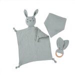 Coffret naissance bébé - aqsacokiya - 100% coton doux - menthe - doudou bavoir et anneau cadeau kit Coffret naissance bébé - aqsacokiya - 100% coton doux - menthe - doudou bavoir et anneau cadeau kit