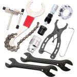 Coffret outils v�lo 9pi�ces acier d�monte - cassette brise - cha�ne extracteur manivelle cl� rayons pince ...