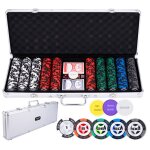 Coffret de poker - malette mtal argente - 500 jetons 14g - 2 jeux de cartes - 5 ds - 3 boutons