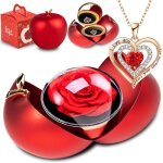 Coffret rose eternelle avec bijoux cadeau fleur rose conserv�e � la main cadeau femme pour elle la no�lla ...