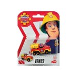 Coffret sam le pompier v�hicule en m�tal venus camion rouge 6 cm - set voiture miniature + 1 carte tigre ...